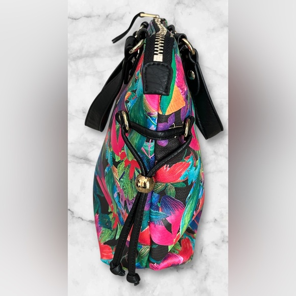 NWOT Juicy Couture Faux Tropical Floral Satchel Crossbody Bag Purse - Picture 7 of 12